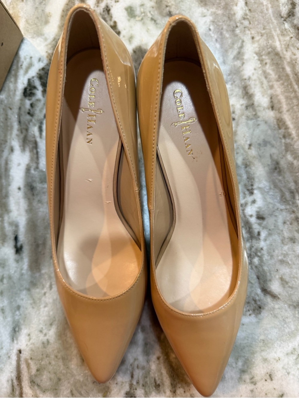 Cole Haan Nude Patent Leather Pointed Toe Pumps - Picture 3 of 4